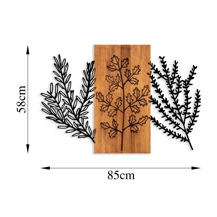 Wallity Triple Herbs - 385 Escultura de pared de madera y metal